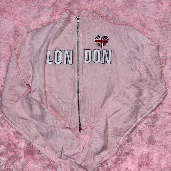Pink London Long Sleeve Zip-Up Sweater - Picture 1 of 6